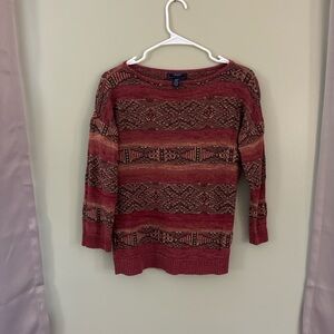 Chaps Maroon Multicolor Knit Top